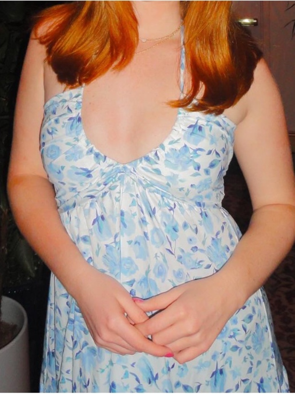 Light Blue Floral Halter Sundress